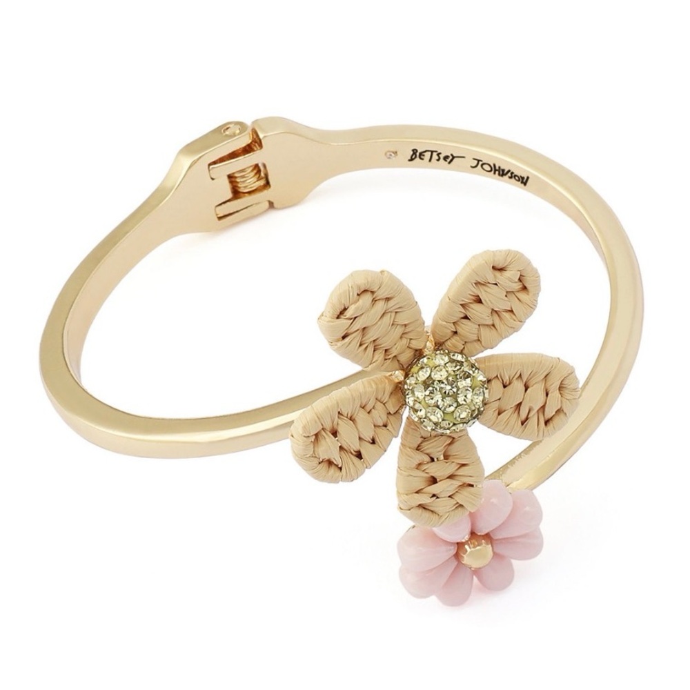New Betsey Johnson Faux Stone Spring Chick Daisy Bangle Bracelet